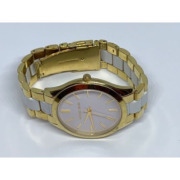 Michael Kors MK4295 Women's Two Tone Analog White Dial Quartz Wrist Watch GE188 - Picture 7 of 11